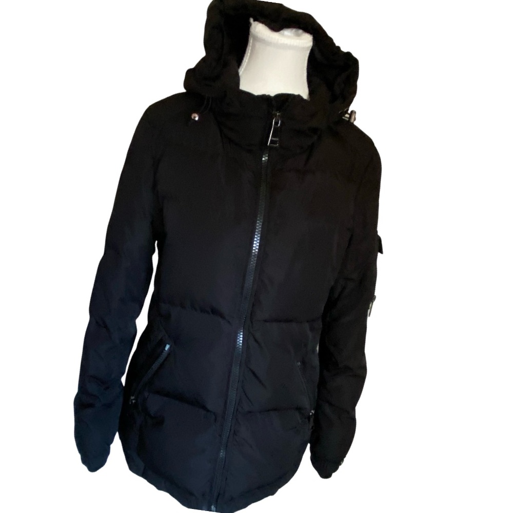 Calvin Klein Womens Black Downfill Puffy Hooded Winter Coat. Sz S